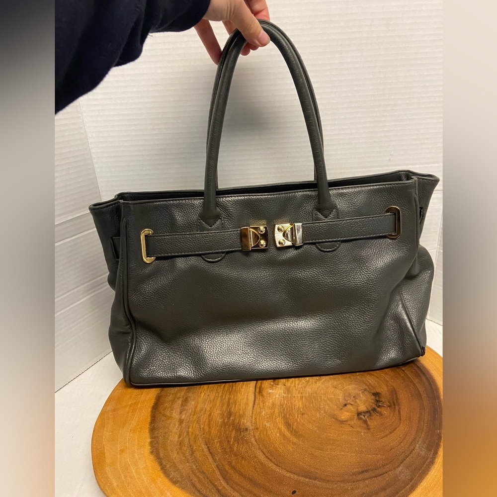 Onna Ehrlich Charcoal Grey Leather Kelly Satchel